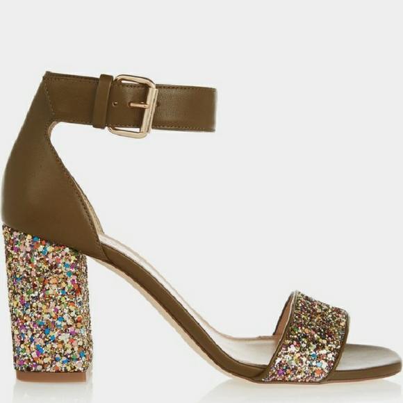 J.Crew Collection Green Glitter Strappy Sandals - Picture 1 of 8